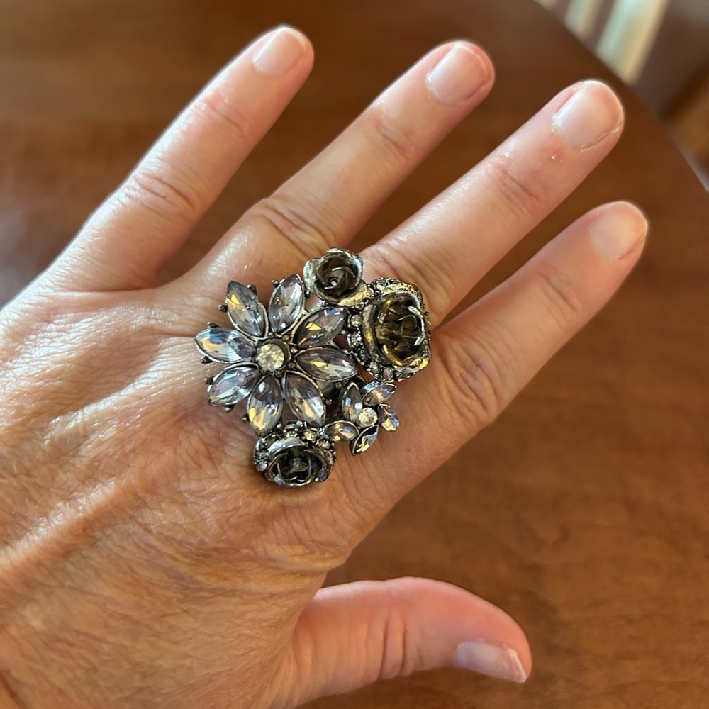 Silver Floral Ring Vintage Inspired